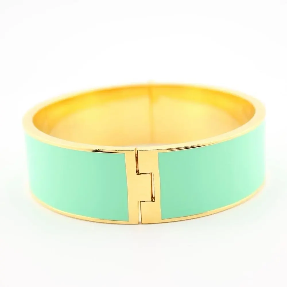 Kate Spade New York Heritage Spade Mint Enamel Gold Bangle Bracelet - Picture 4 of 9